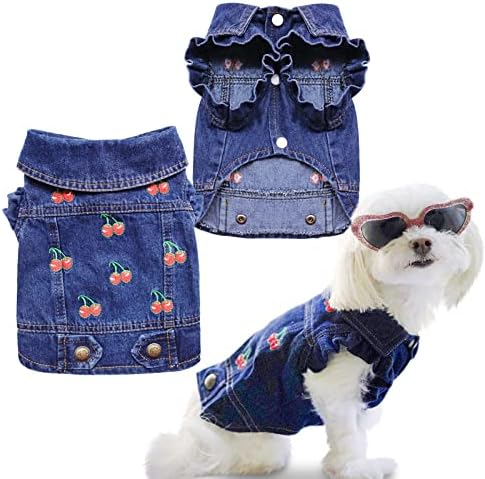 SILD Pet Clothes Dog Jeans Jacket Denim Shirt Small Medium Dogs Lapel Vests