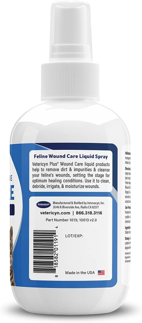 Vetericyn Plus Cat Wound Care Spray | Feline Healing Aid and Skin Repair for Wounds, Sores, and Abrasions, Provides Itch Relief for Cats Irritated Skin. 3 Ounces