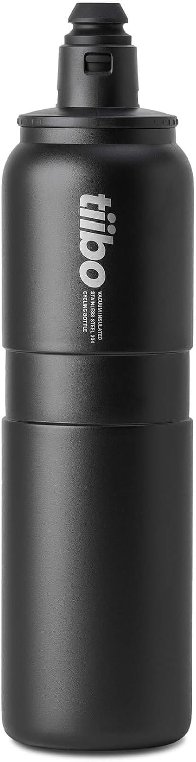 tiibo Vacuum Insulated Stainless Steel Bike Water Bottle, Black, 23OZ