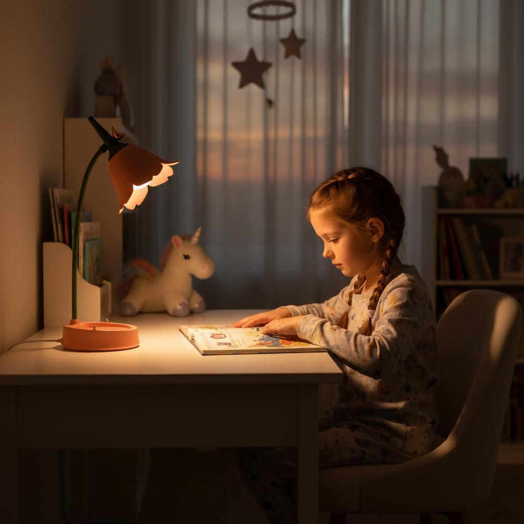 magical JD LED Desk Lamp Cordless Table Light Adjustable Gooseneck Dimmable Touch Rechargeable Battery Eye-Caring Night Light for Kids, Mini Cute Lamp for College Dorm Bedroom Reading, Yellow