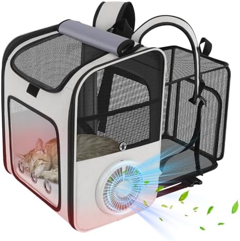 Cat Backpack Carrier with Cooling Fan & Heating Pad up to 18 lbs