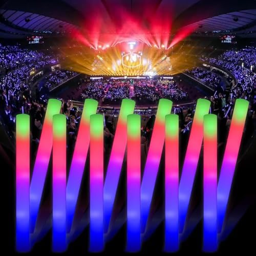 202pcs Glow Sticks Bulk,Led Foam Sticks 3 Flashing Modes light up foam sticks Glow in The Dark Party Supplies glow sticks for Wedding Christmas , Birthday ,Concerts, DJ