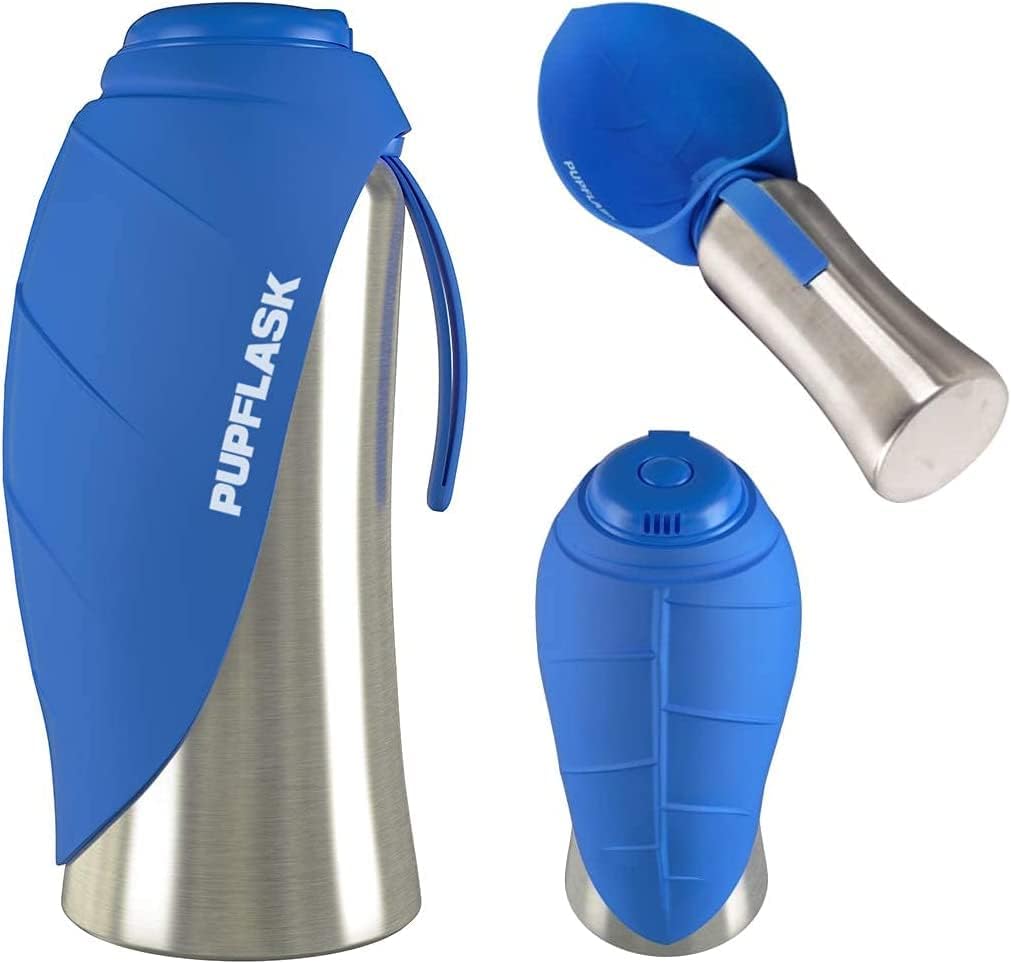 PupFlask Large Dog Water Bottle, Portable Stainless Steel Travel Bowl