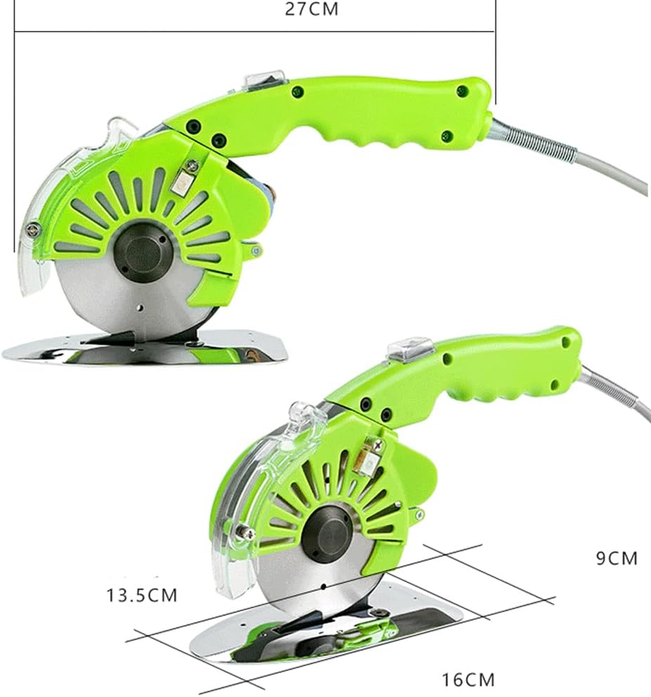 300W Fabric Rotary Cutter Electric Fabric Scissors, Round Blade Cutting Machine for Multilayer Leather Cloth Carpet, 5 Speed Adjustable, LED Light, 32mm / 1.26" Cutting Thickness