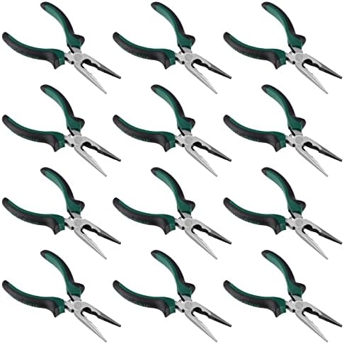 HOIGON 12 Pack 6 Inch Needle Nose Pliers, Spring Loaded Needle Nose Pliers with Wire Cutter and Strippers, Side Cutting Long Nose Pliers for Cutter and Bending Wire, Jewelry Making