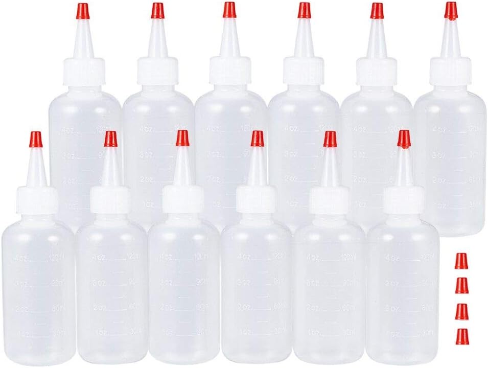 BENECREAT 20 Pack 2oz Plastic Squeeze Dispensing Bottles with Red Tip Caps - Good For Crafts, Art, Glue, Multi Purpose