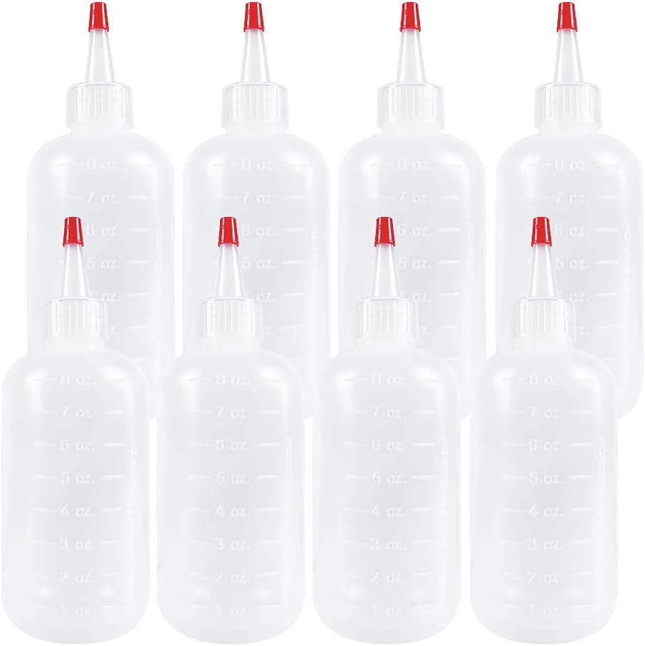 8 Pack 8 Ounce Plastic Squeeze Bottles With Caps Plastic Small Dispensing Bottles Crafts, Art, Glue, Kitchen