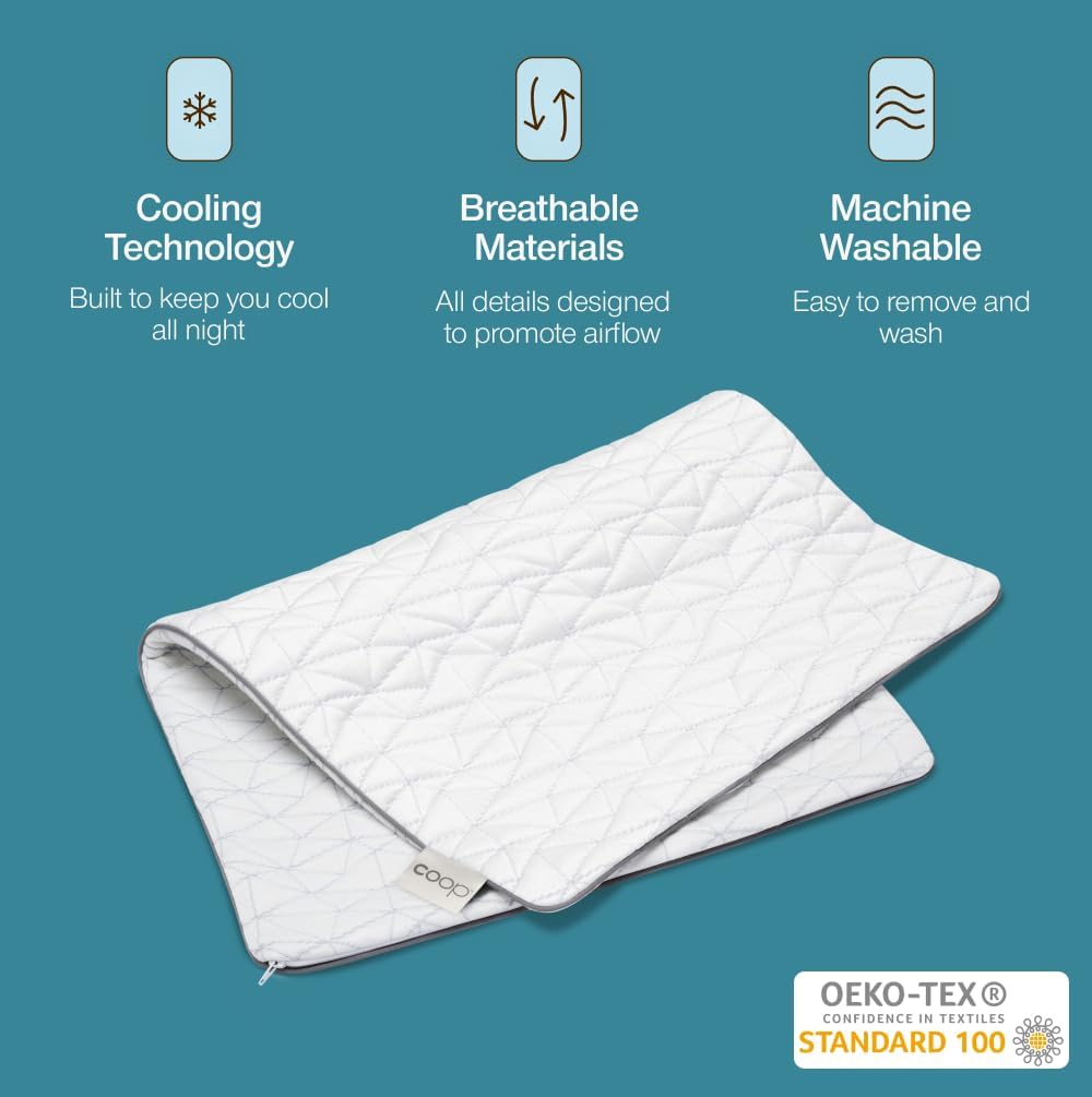 Coop Home Goods Cool Side Pillowcase, Queen Size Cooling Pillow Case for Hot Sleepers, Two-Sided Pillow Covers, Cozy Side & Cool Side, Ultra Soft Lulltra Cool Technology