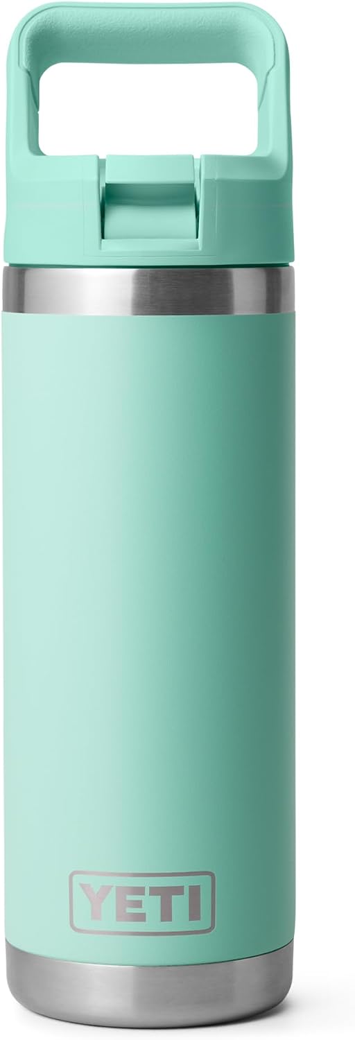 YETI Rambler 18 oz Bottle, Vacuum Insulated, Stainless Steel with Straw Cap, Seafoam