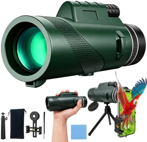 BIBIRE 40x60 Monocular Telescope for Adults High Powered with Phone Adapter