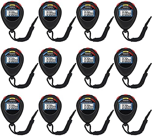 Pgzsy 12 Pack Multi-Function Electronic Digital Sport Stopwatch Timer, Large Display with Date Time and Alarm Function,Suitable for Sports Coaches Fitness Coaches and Referees