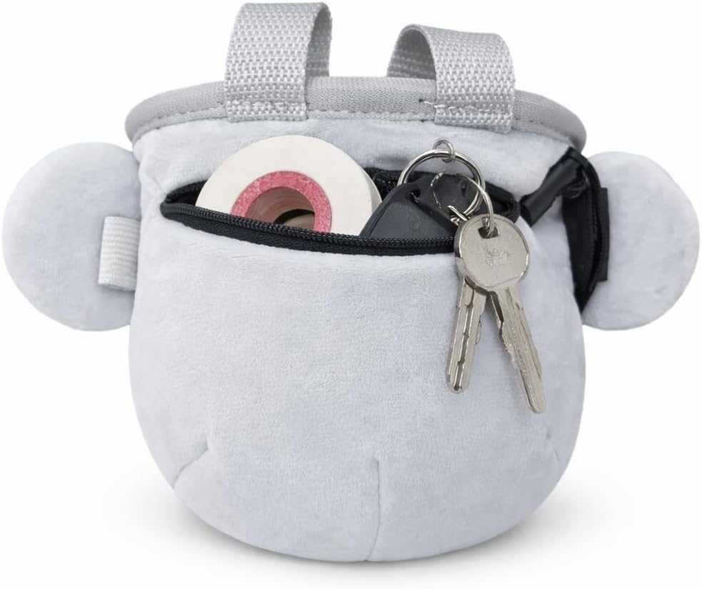 Chalk Bag for Rock Climbing - Bouldering Chalk Bucket with Quick-Clip Belt, Zipper Pocket and Brush Holder - Koala