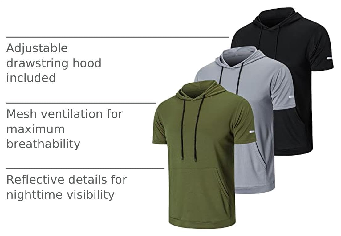 frueo Men's 1/3 Pack Workout Shirts Quick Dry Mesh Athletic T-Shirts
