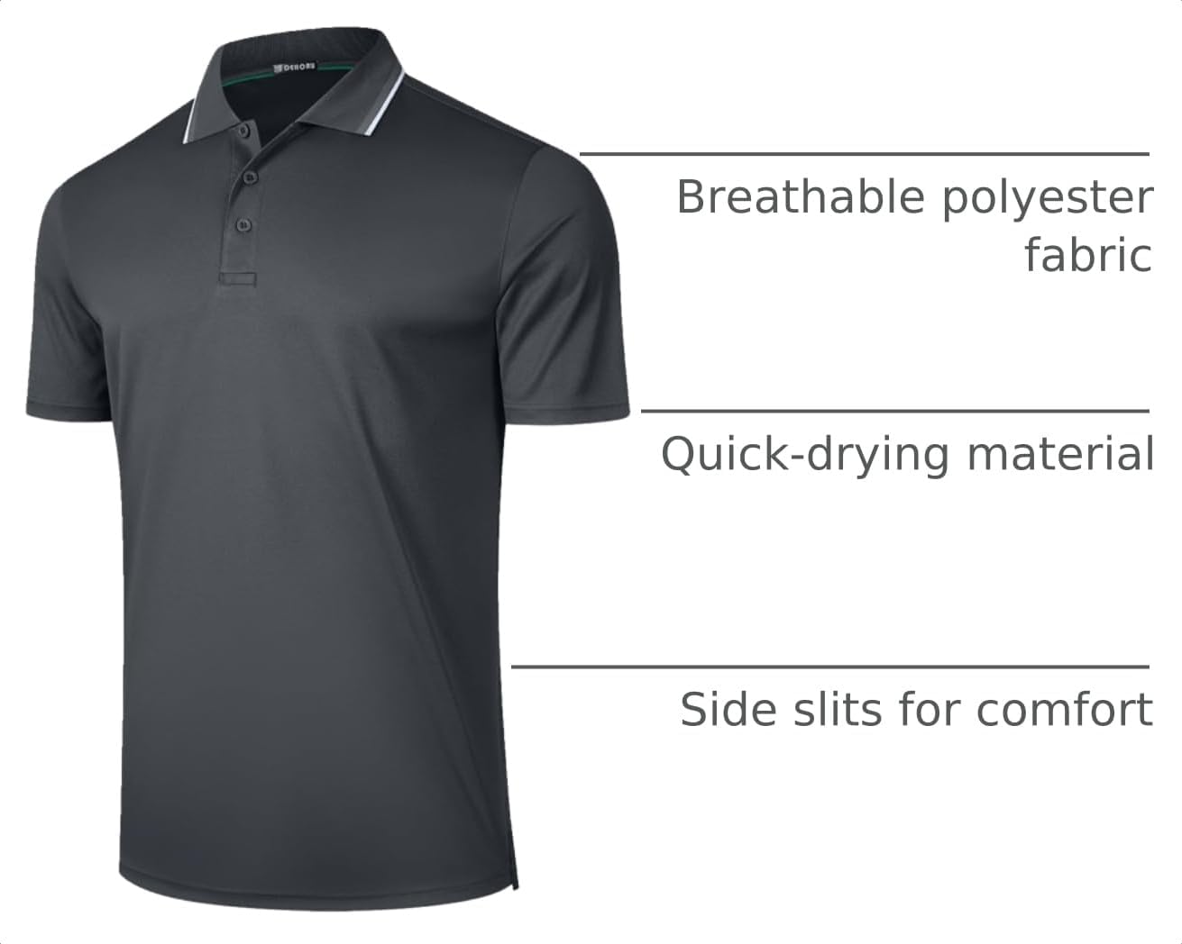 3 Pack Mens Golf Polo Shirt Short Sleeve Quick Dry Moisture Wicking
