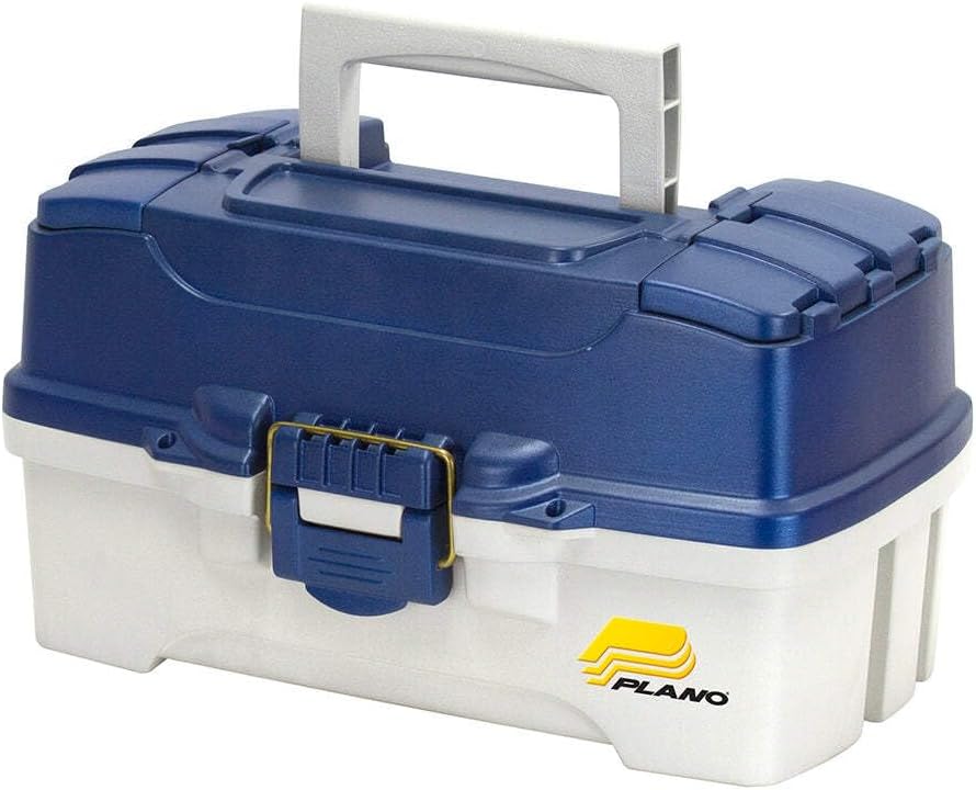Plano 2-Tray Tackle Box with Dual Top Access, Blue Metallic/Off White, Premium Tackle Storage, 620206, One Size
