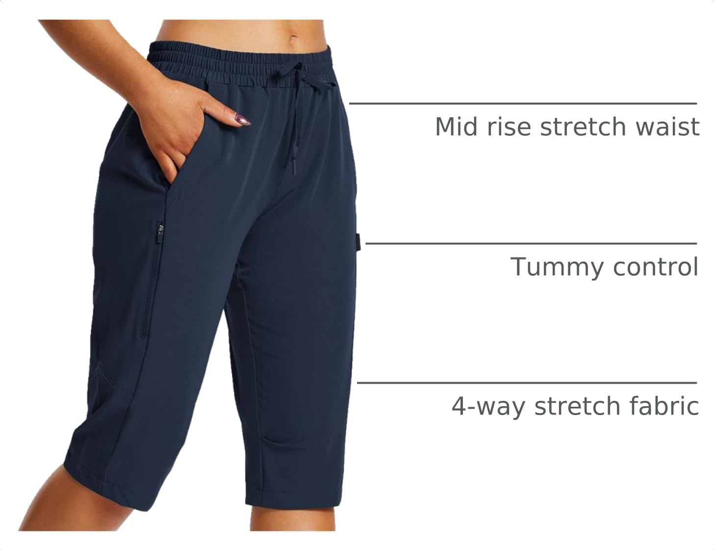 baleaf Womens's Hiking Shorts Below Knee Quick Dry Capris
