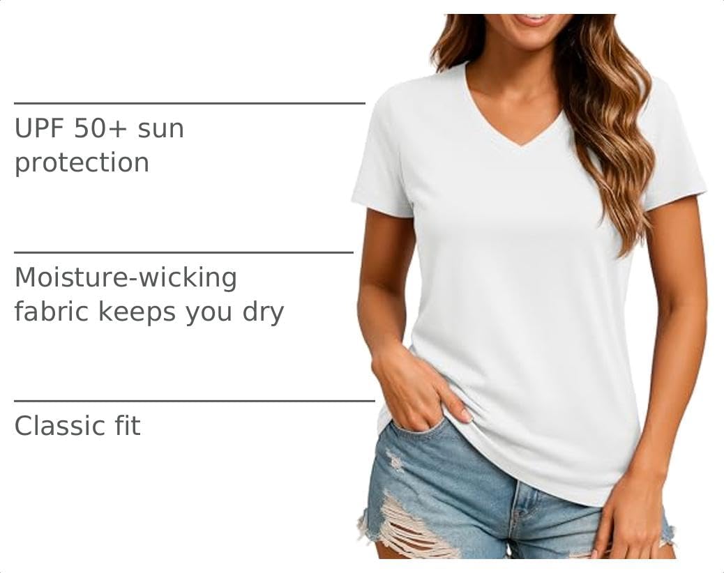 TACVASEN Women's V-Neck T Shirt Short Sleeve UPF 50+ Quick Dry Workout Tops