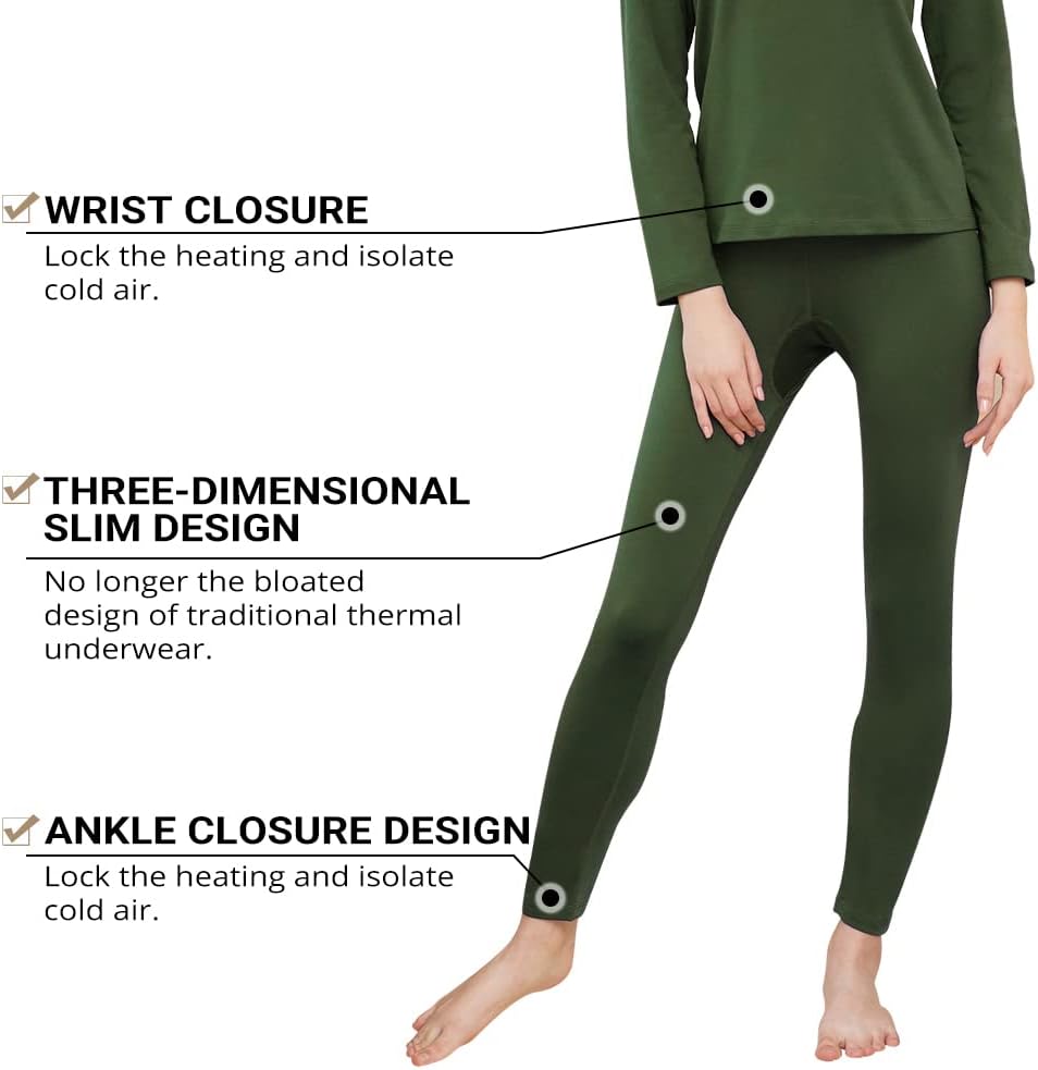 Women's Thermal Underwear Base Layer with Fleece Lined Winter Cold Weather