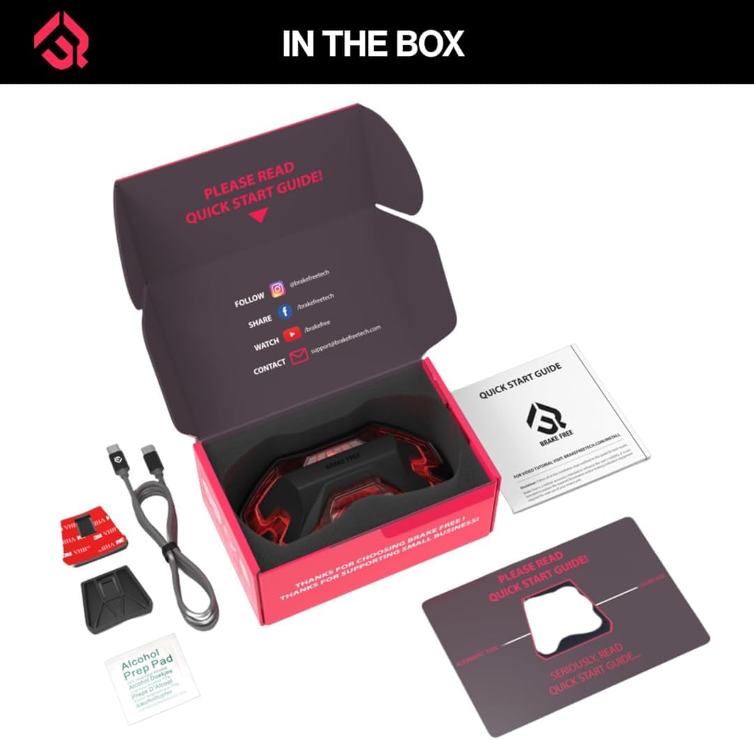 Brake Free Helmet Light - Smart Wireless Motorcycle Lights- Weatherproof LED Motorcycle Helmet Light - Lightweight & Aerodynamic Design - Smart Brake Detection - Single Button Operation - Black