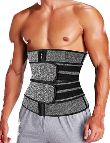 KIWI RATA Mens Workout Waist Trainer Corset Neoprene Sauna Sweat Trimmer Cincher Belt Extra Belly Compression Belts