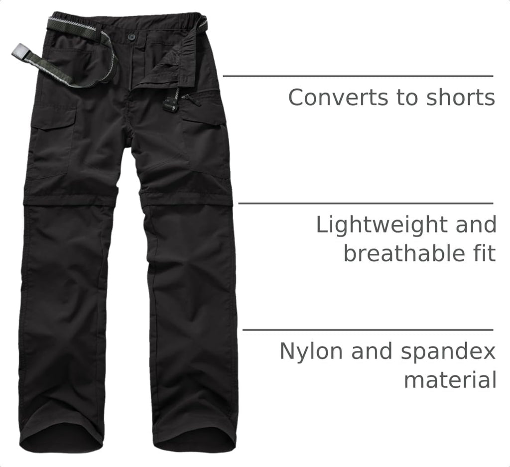 mixtiq Mens Hiking Convertible Pants Water-Resistant Quick Dry Pants