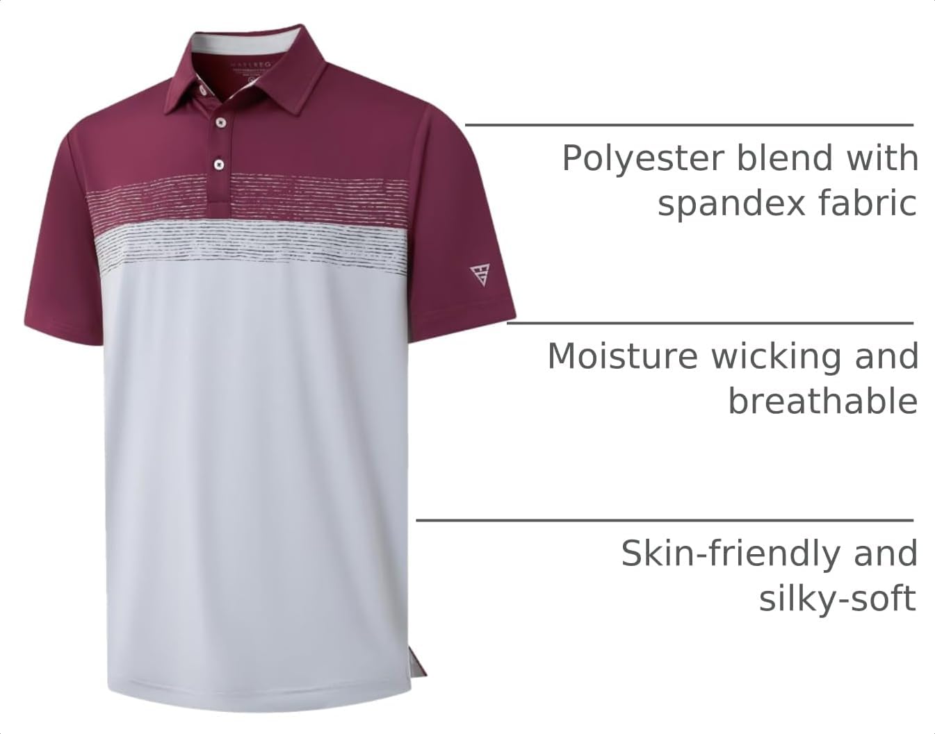 M MAELREG Golf Shirts for Men Dry Fit Performance Chest Print Color Block Moisture Wicking Casual Short Sleeve Polo Shirts