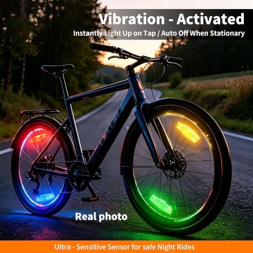 Bike Wheel Lights Rechargeable，Motion Sensor,Ultra Bright Waterproof Bicycle Spoke Lights Cycling Decoration Safety Warning for Kids Adults Night Riding, Suitable for 14-29 inch Bicycle Wheels