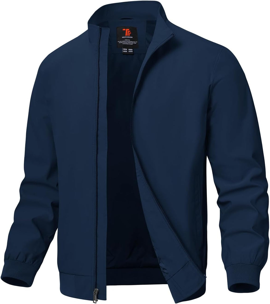 TBMPOY Men's Lightweight Jackets Casual Windbreaker Stylish Light Fall Spring Golf Work Dress Business