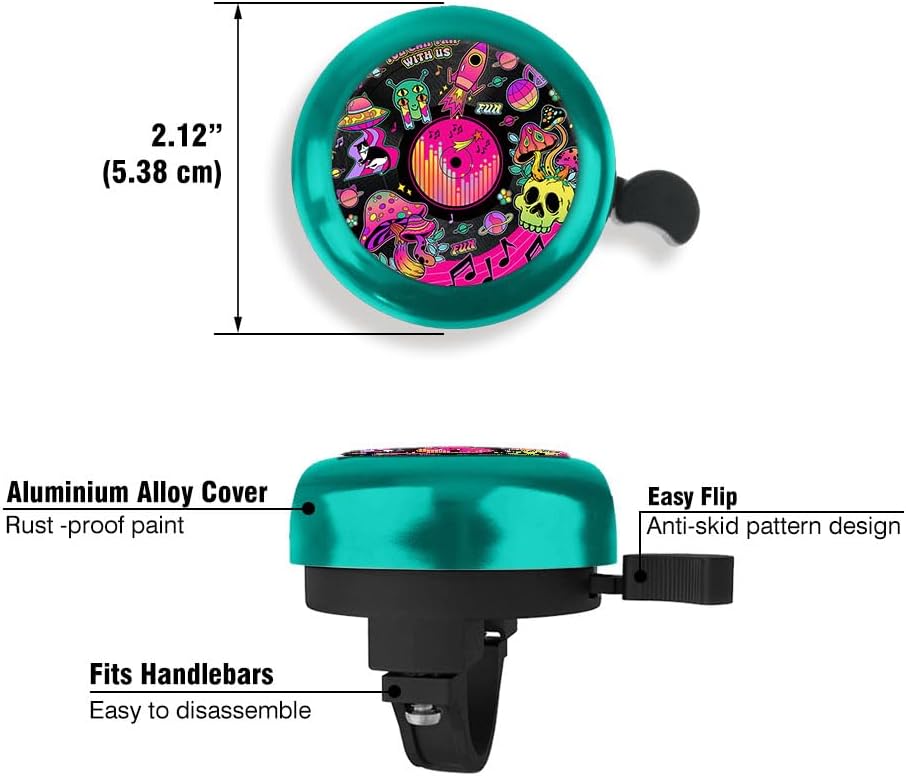 WIRESTER Green Aluminum Round Bike Bell, Classic Ring Bicycle Bell, Bike Accessories Bell Ring for Adults Kids Girls Boys