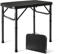 Folding Camping Table, Black Aluminum Frame,2-Position Adjustable Height,Lightweight Carry Handle, Portable for Travel, Camping Outdoor Use, 2 Ft x 1.5 Ft(Small), Black