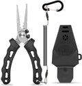 TRUSCEND Easy Use Fishing Pliers with Line Cutter, Stainless Steel Fishing Tools, Muti-Function Hook Remover and Split Ring Plier Set, Spring-Loaded Jaws & Ergonomic Grip, Fishing Gear Gifts for Men