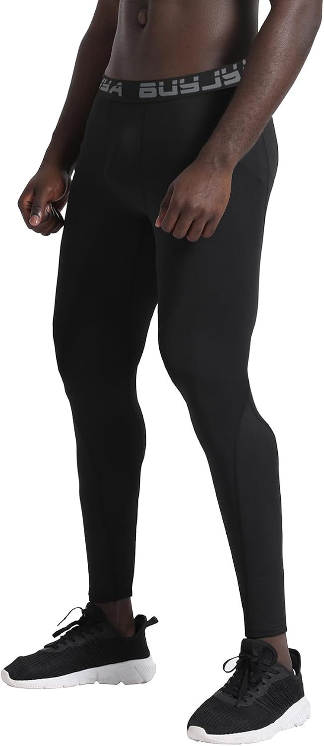 BUYJYA 3 or 5 Pack Men's Compression Pants Base Layer Tights Leggings