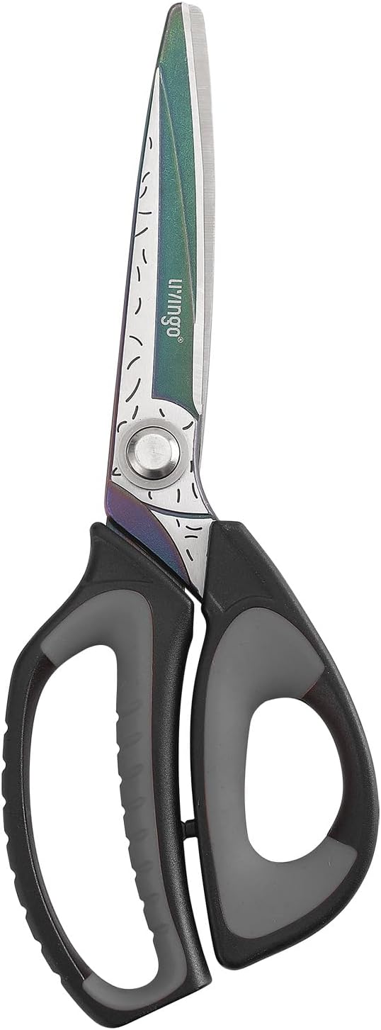 LIVINGO 10" Heavy Duty Multipurpose Shears for Shop & Garden (Black/Purple)