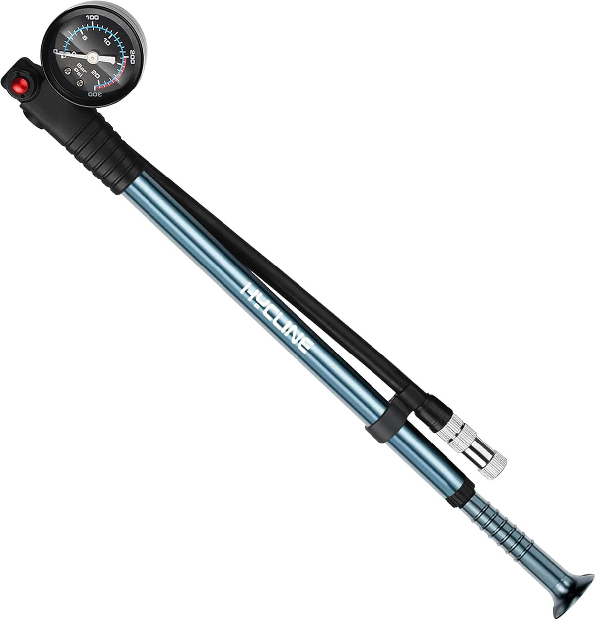 Hycline Shock Pump for Mountain Bike, High Pressure 300 Psi for Front Fork and Rear Bicycle Suspension Air Pump with Gauge Fits Schrader & Presta Tire Valve