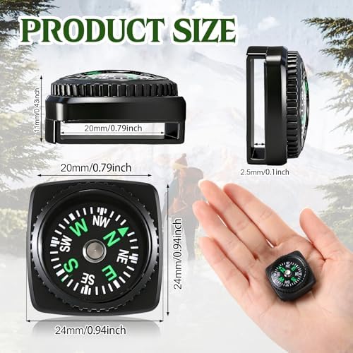 Tallew 50 Pcs Slip-on Wrist Compass Bulk Hard Shell Liquid Filled Mini Small Button Compass Survival Paracord Bracelet Camping Outdoor Activities Accessory 20mm for Hiking Activities