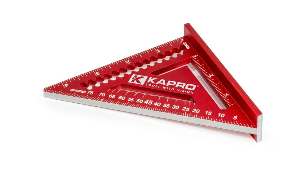 Kapro - 448 High Definition Anodized 4" Rafter Square - Resists Wear and Corrosion - Features Conversion Table and Protractor - Lightweight & Compact Profile - 4 Inch