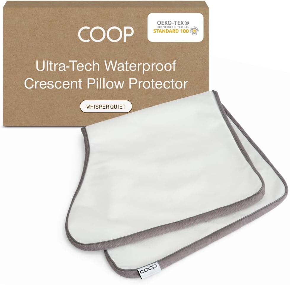 Coop Home Goods Nylon Camping and Travel Pillow Cover, Waterproof Camping Pillow Protector, Zippered Cover, Washable Travel Pillowcase (Grey)