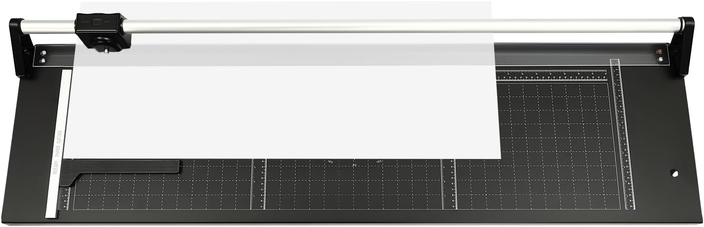 Rotary Paper Trimmer, 36 Inch Rolling Paper Cutter with Magnetic Positioning Ruler & Clear Scale, Manual High Precision Rotary Paper Cutter for A3/4/5 Photos Card Decal Cardboard PVC Film Etc