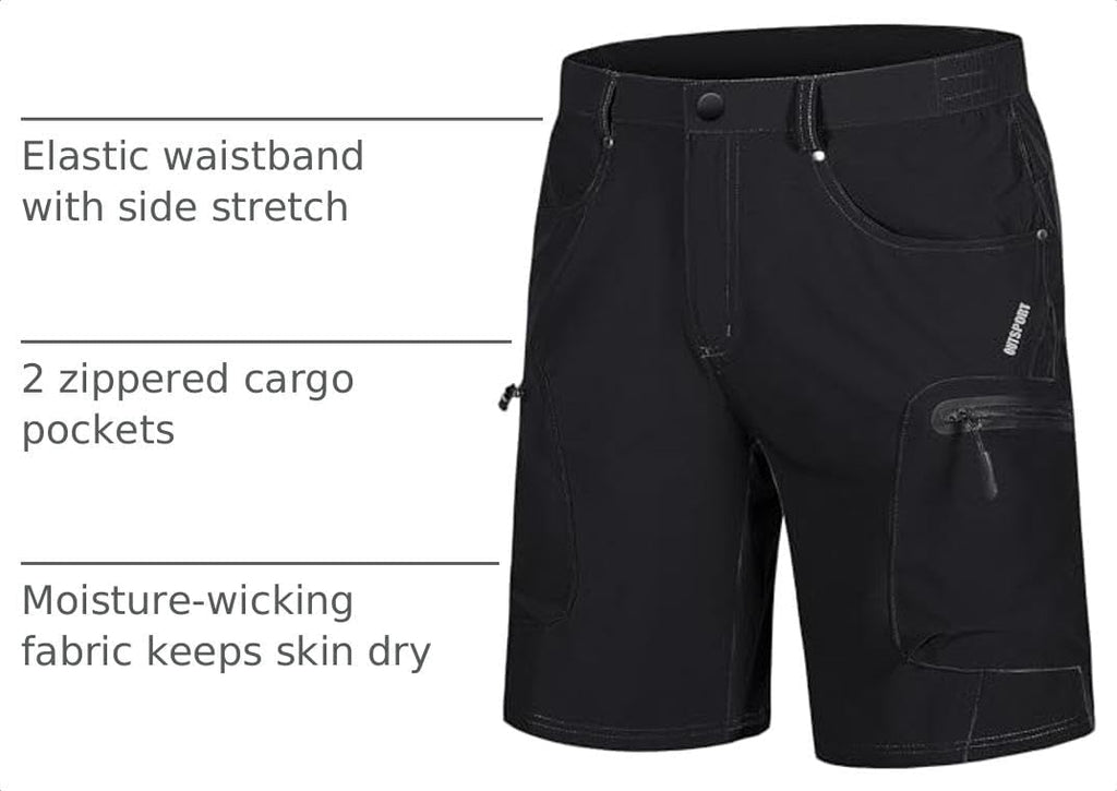 TACVASEN Men's Hiking Cargo Shorts 10" with Zipper Pockets Quick Dry Casual Stretch Golf Work Short Outdoor Summer