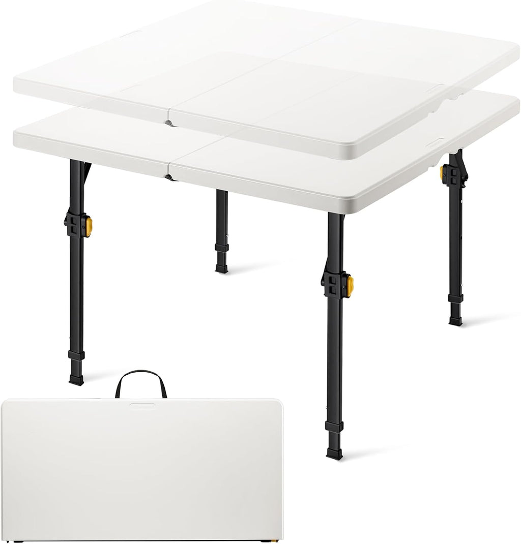 FanttikOutdoor Folding Card Table 2 Heights, 34" Square Plastic Party Table