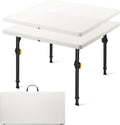 FanttikOutdoor Folding Card Table 2 Heights, 34" Square Plastic Party Table