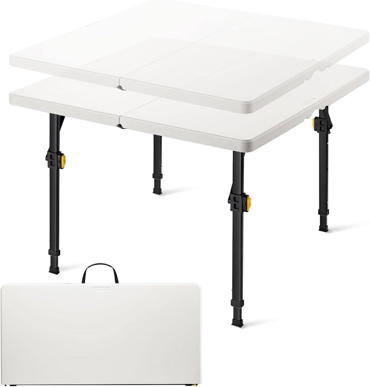 FanttikOutdoor Folding Card Table 2 Heights, 34" Square Plastic Party Table
