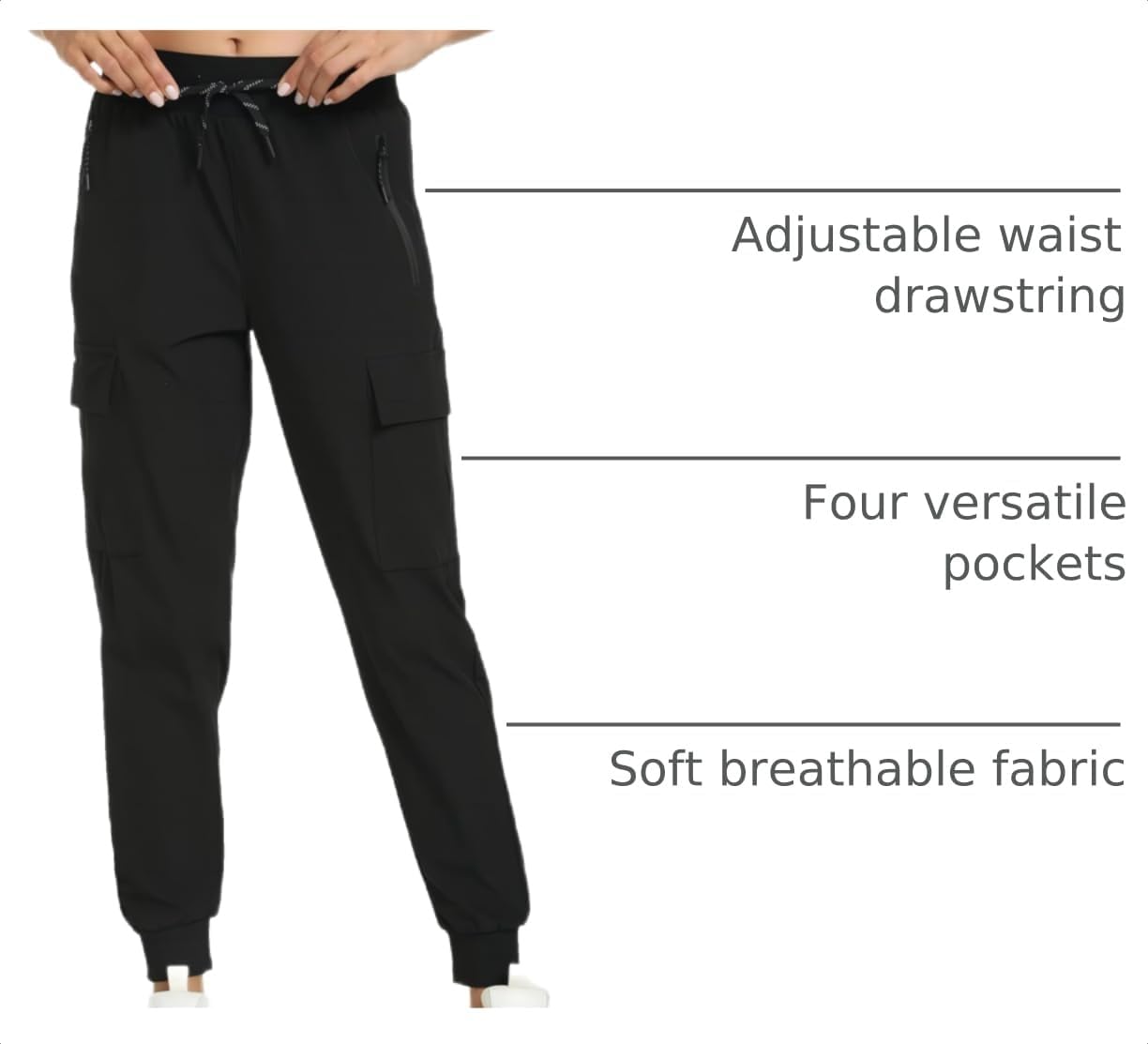 Womens Cargo Hiking Pants with 4 Pockets Lightweight Water Resistant