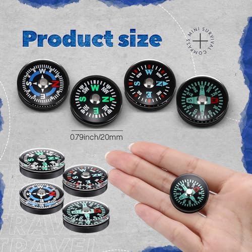 Relaxweex 100 Pcs 20mm Mini Button Compass Bulk for Camping
