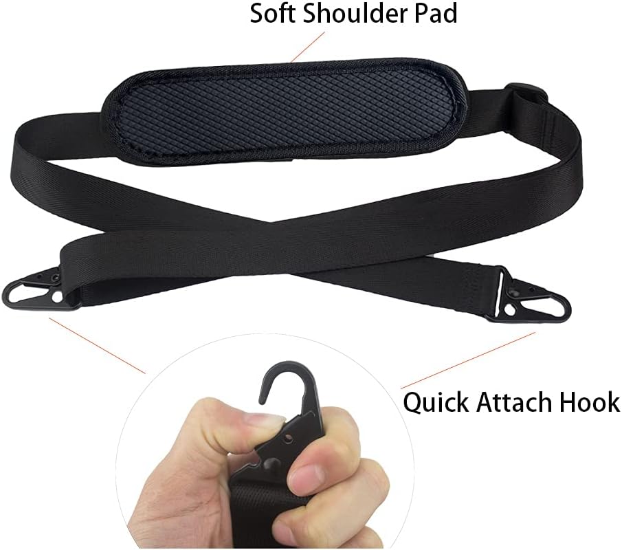 SUP Carrier Shoulder Strap Adjustable Carrying Sling Paded Bag Belt for Surfing and Paddle Board with Metal Hooks Accessories - Black (2)