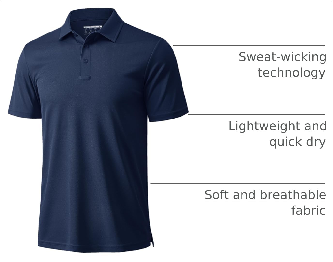 MAGCOMSEN Men's Polo Shirts Short Sleeve Golf Quick Dry Collared Moisture Wicking Athletic Performance Polos