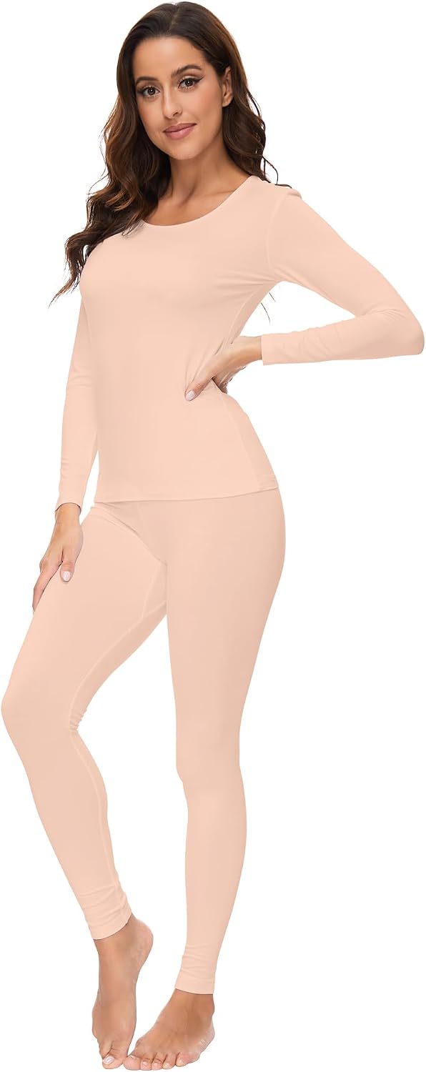 WiWi Soft Underwear for Women Thermal Long Johns Sets Super Warm Base Layer Top Pants Pajamas Set Viscose from Bamboo S-3X