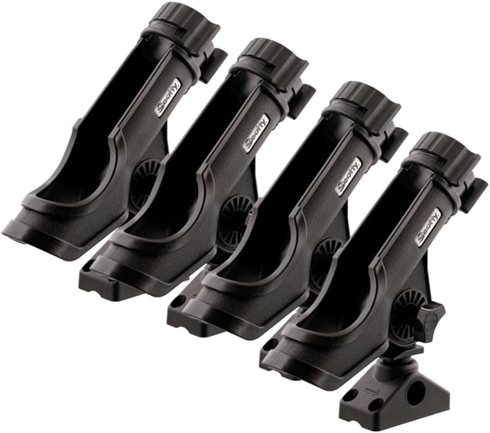 Scotty 230-BK-QUAD Powerlock Rod Holder with 241 Side/Deck Mount, Black