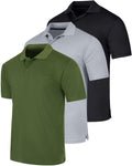 3 Pack Men's Short Sleeve Golf Polo Collared Athletic Tennis Shirt Casual