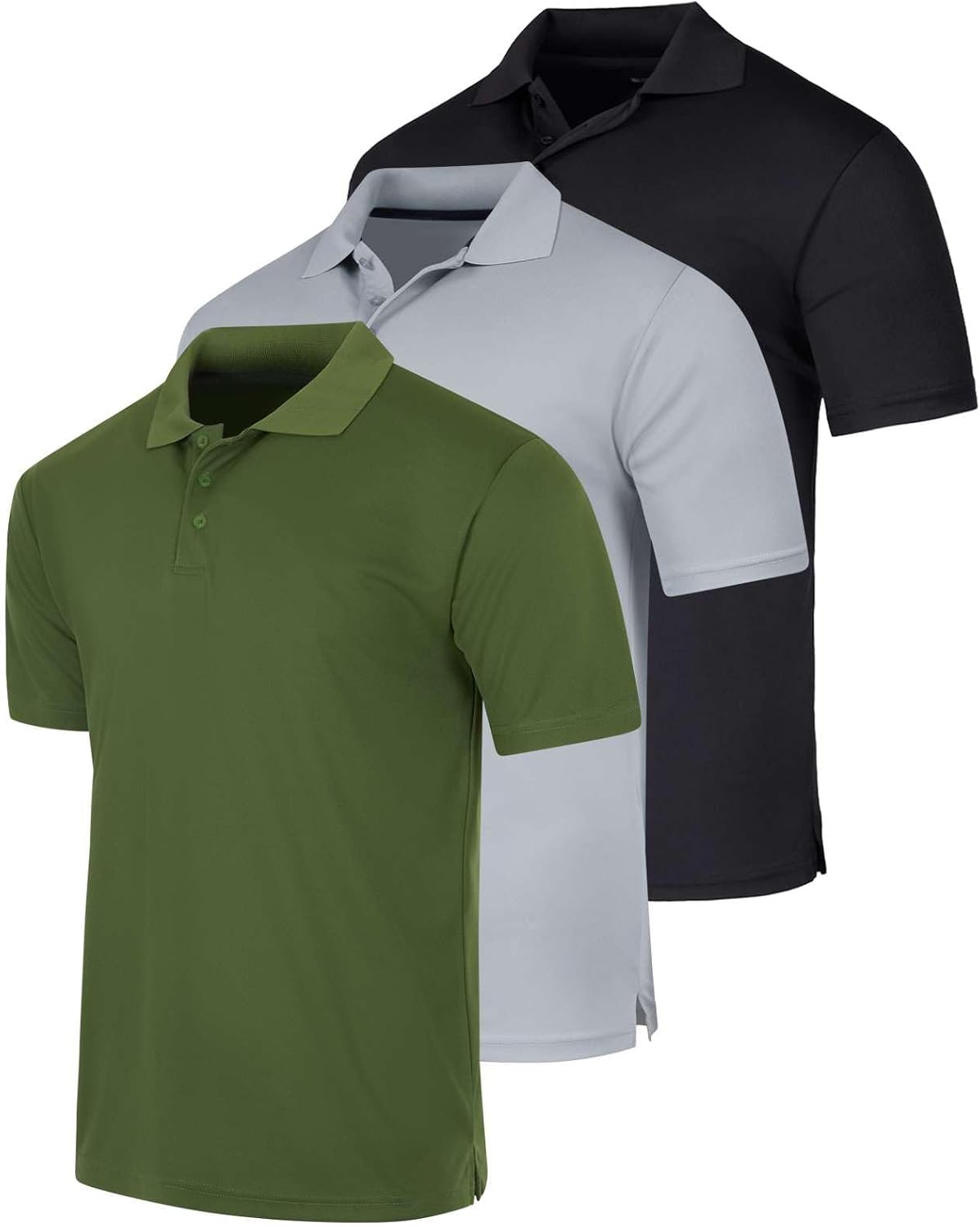 3 Pack Men's Short Sleeve Golf Polo Collared Athletic Tennis Shirt Casual